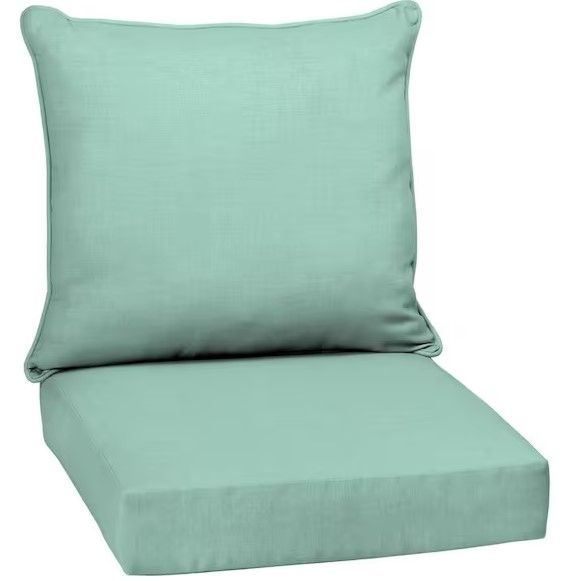 Photo 1 of 24 in. x 24 in. 2-Piece Deep Seating Outdoor Lounge Chair Cushion in Aqua Leala
