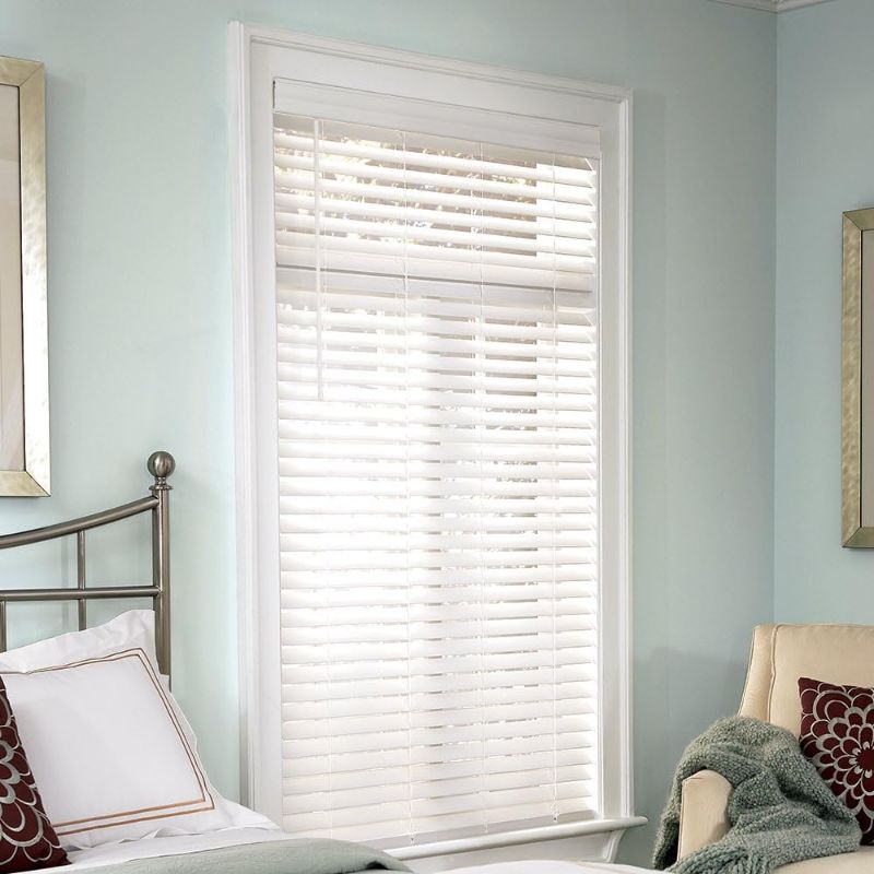 Photo 1 of 2-inch Faux Wood Cordless Room Darkening Blinds for Windows - Starting 46" 