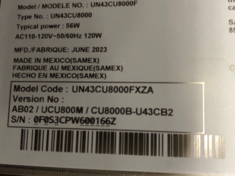 Photo 3 of SAMSUNG 43-Inch Class Crystal UHD CU8000 Series PurColor, Object Tracking Sound Lite, Q-Symphony, Motion Xcelerator, Ultra Slim, Solar Remote, Smart TV with Alexa Built-in (UN43CU8000, 2023 Model)