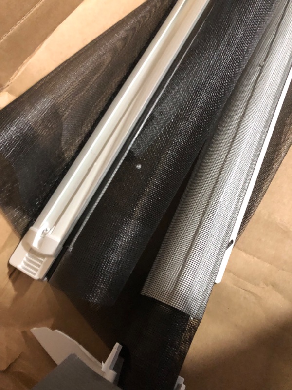 Photo 1 of **MAJOR DAMAGE**SEE NOTES
72 in. x 78 in. Brisa White Short Double Retractable Screen Door Kit
