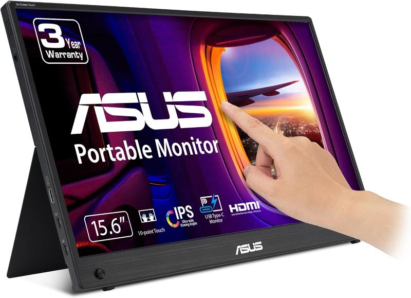 Photo 1 of ASUS ZenScreen Touch Screen 15.6” 1080P Portable USB Monitor (MB16AHT) - Full HD (1920 x 1080), IPS, USB Type-C, Mini-HDMI, Kickstand, Tripod Mountable, Eye Care, Protective Sleeve,
