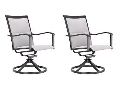 Photo 1 of Style Selections Melrose Set of 2 Black Steel Frame Swivel Dining Chair(s) with Off-white Cushioned Seat
