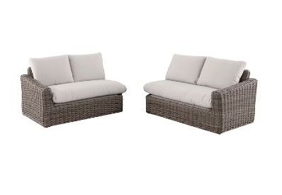 Photo 1 of allen + roth Maitland 2-Piece Wicker Patio Conversation Set with Tan Cushions
