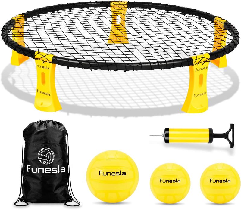 Photo 1 of *SEE NOTES* Funeslaball Roundnet Game Set Standard 3 Balls Kit - Upgraded Strike Ball Playing Net Game for The Beach Backyard Park and Indoor
