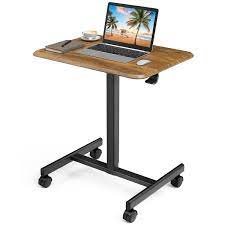 Photo 1 of Versatile Mobile Teacher Podium - Rolling Standing Desk with Adjustable Height, Wheels, and Locking Mechanism - Office, Classroom, and Home Office Furniture, Rust Brown
