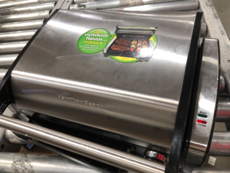 Photo 1 of **ONLY THE GRILL**   Hamilton Beach Electric Indoor Searing Grill, 118 sq. in. Surface Serves 6, Stainless Steel & Food Processor & Vegetable Chopper, 10 Cups - Bowl Scraper, Stainless Steel