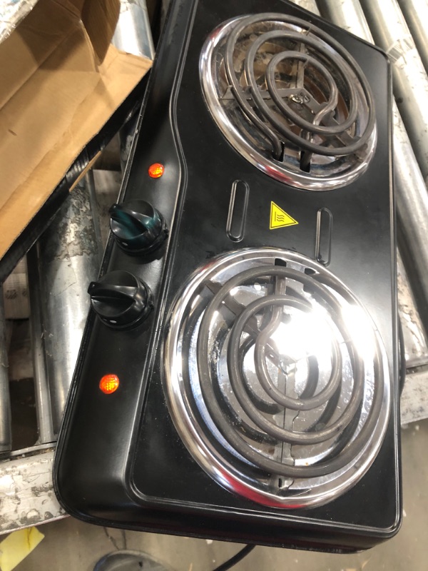 Photo 1 of **ONLY THE ONE ON THE LEFT**  Ovente Electric Double Coil Burner Hot Plate Cooktop & Electric Countertop Double Burner, 1700W Cooktop with 7.25 and 6.10 Inch Cast Iron Hot Plates and Temperature Control, Portable Cooking Stove