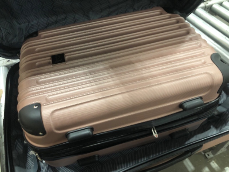 Photo 1 of **MINOR WEAR/MISSING SECOND BIGGEST ONE**   Travelers Club Midtown Hardside 4-Piece Luggage Travel Set, Rose Gold 4-Piece Set Rose Gold