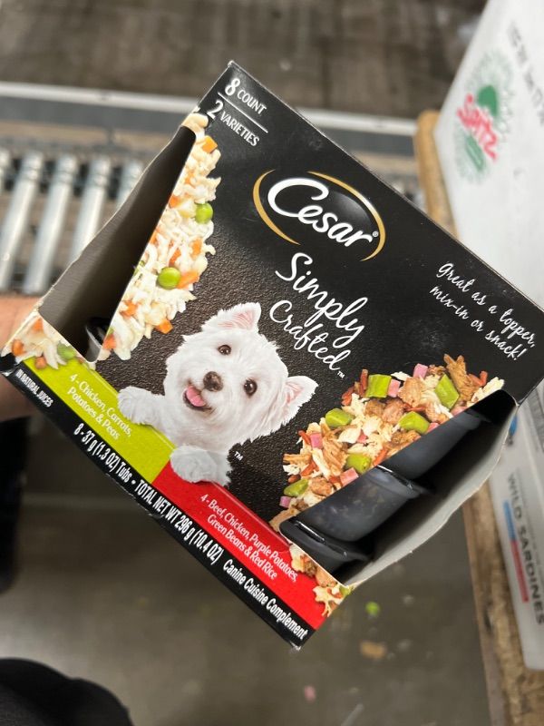 Photo 2 of ***BEST BY 08/31/24** CESAR Simply Crafted Adult Wet Dog Food Meal Topper, Chicken, Carrots & Green Beans and Beef, Chicken, Purple Potatoes, Peas & Carrots Variety Pack, 1.3 oz.,