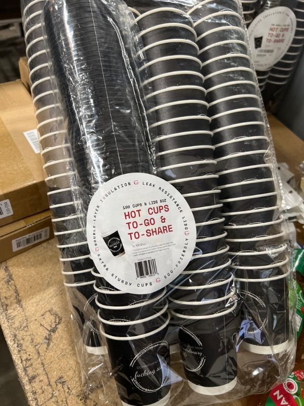 Photo 1 of 100 cups and lids 8OZ Hot cups and to-go & share