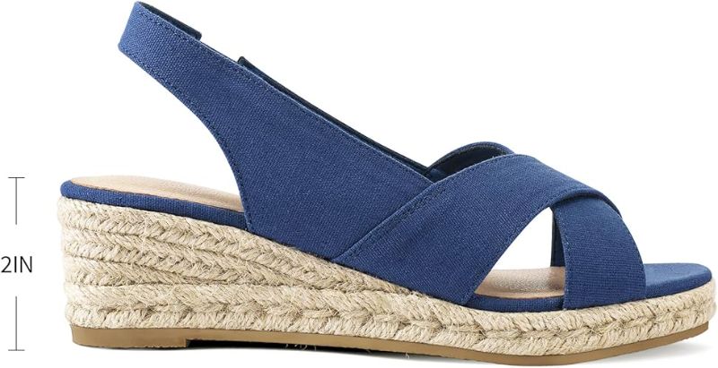 Photo 1 of (USED)mysoft Women's Espadrille Wedge Sandals Platform Slingback Criss Cross Low Wedges Slip On Open Toe Dress Summer Shoes 6  blue size 10