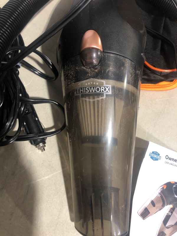 Photo 2 of * does not work very well * sold for parts *
ThisWorx Car Vacuum Cleaner - Car Accessories - Small 12V High Power Handheld Portable Car Vacuum w/Attachments,