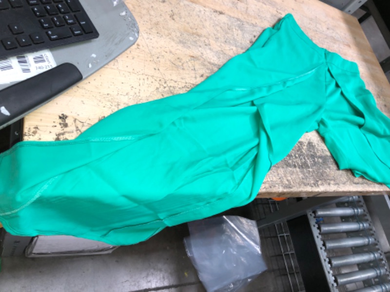 Photo 2 of  Green Medium Koinshha Wide Leg Pants for Women High Waisted Split Casual Summer Palazzo Flowy Loose Elastic Waist Pant Trousers