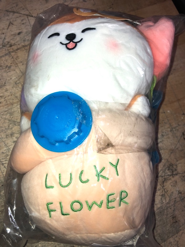 Photo 1 of "Lucky Flower" Pot COMIXMI Stuffed Animal Shiba Inu Plush Toy Anime Corgi Plush a Clever Blend of Dog Plush and Potted Plants, Plush Toy Gifts for Boys Girls (Manto)