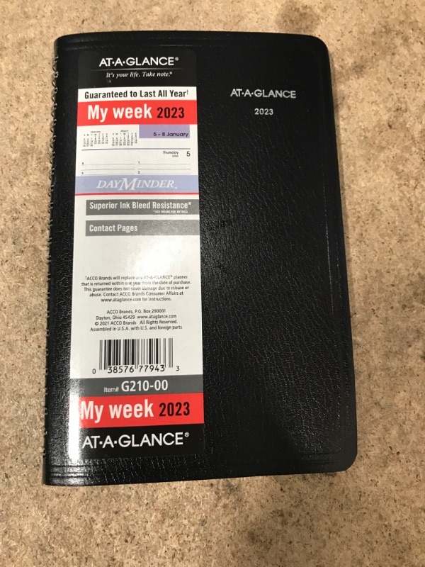 Photo 2 of AT-A-GLANCE 2023 Weekly Planner, DayMinder, Hourly Appointment Book, 5-1/2" x 8-1/2", Small, Tabbed Telephone/Address Pages, Black (G21000) Black with Phone/Address Pages 2023 New Edition Planner