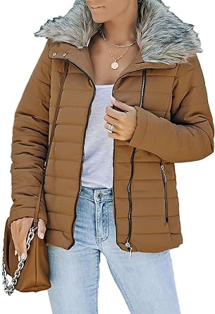 Photo 1 of Dokotoo Womens Winter 2023 Fashion Zip Up Quilted Jacket Coat Outerwear (S-XXL,No Hooded)
