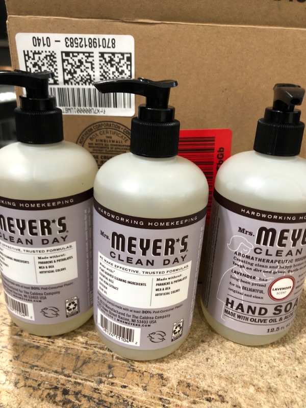 Photo 2 of 3 Bottles Mrs. Meyer's Hand Soap, Made with Essential Oils, Biodegradable Formula, Lavender, 12.5 fl. oz