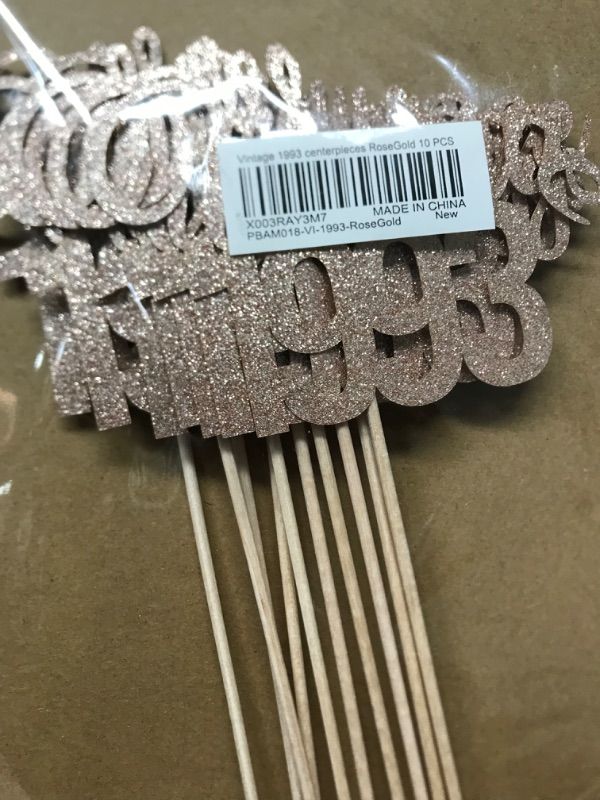 Photo 2 of Gexolenu Vintage 1993, 10 Pack Double-Sided Rose Gold Glitter 30th Birthday Centerpieces for Tables, Number 30 Birthday Table Toppers Party Centerpiece Sticks Party Supplies Vintage 1993 Rose Gold