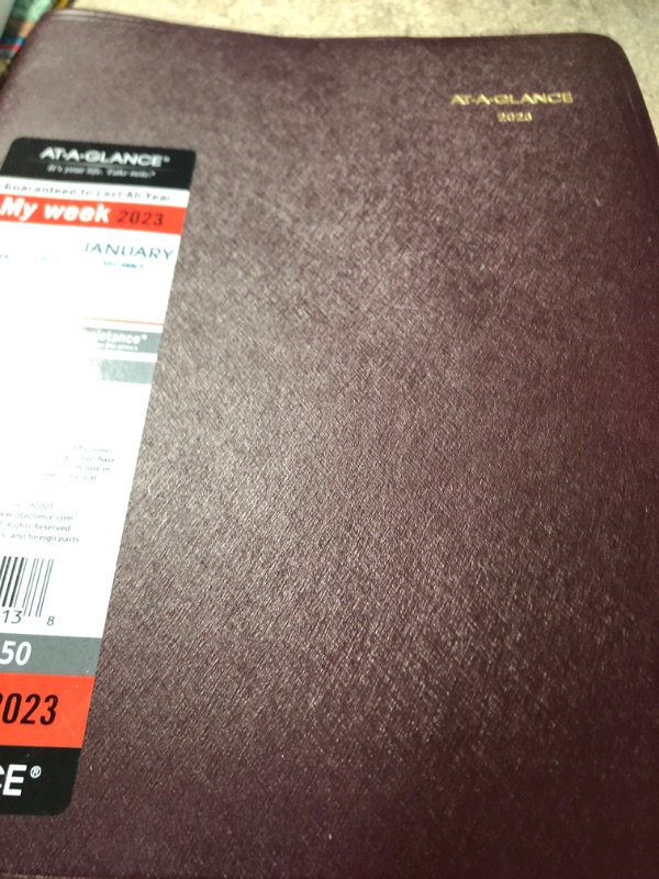 Photo 2 of AT-A-GLANCE 2023 Weekly Planner, Quarter-Hourly Appointment Book, 13 Month, 8-1/4" x 11", Large, Winestone (7095050) Winestone 2023 Old Edition