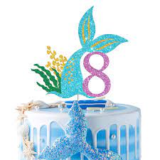 Photo 1 of 1pcs mermaid number 8 cakes topper