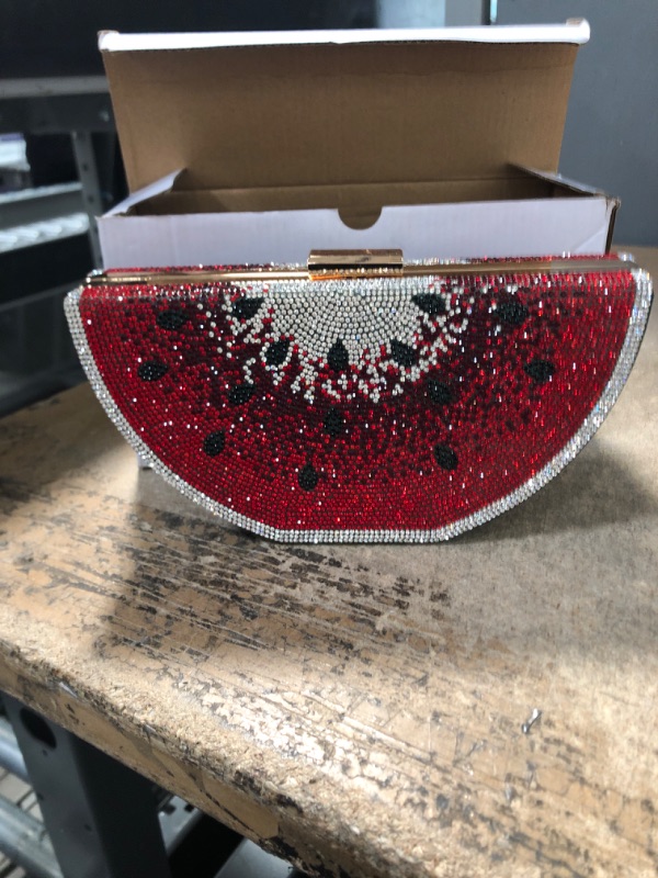 Photo 2 of Clutch Purse for Women, Crystal Evening Bag, Watermelon Shape Handbag, Rhinestone Money Hand Bag