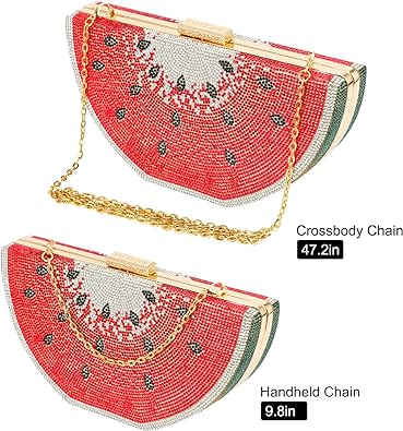 Photo 1 of Clutch Purse for Women, Crystal Evening Bag, Watermelon Shape Handbag, Rhinestone Money Hand Bag