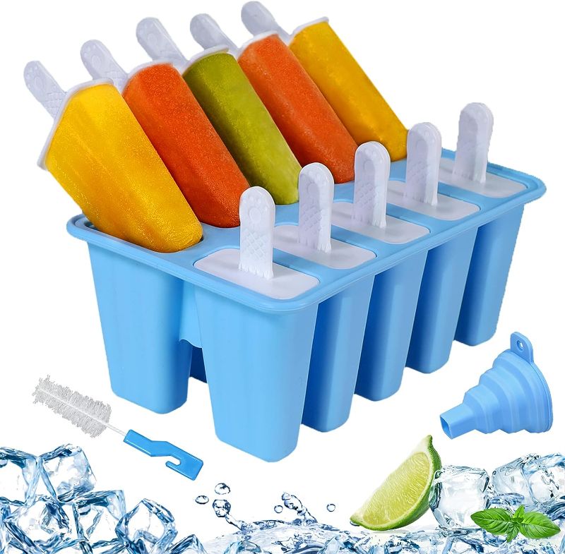 Photo 1 of 
Silicone Popsicle Molds 10-cavity, DIY Ice Pop Mold for Kids Adult Teens, BPA Free Ice Cream Molds for Party Yogurt Juice Smoothies Sticks