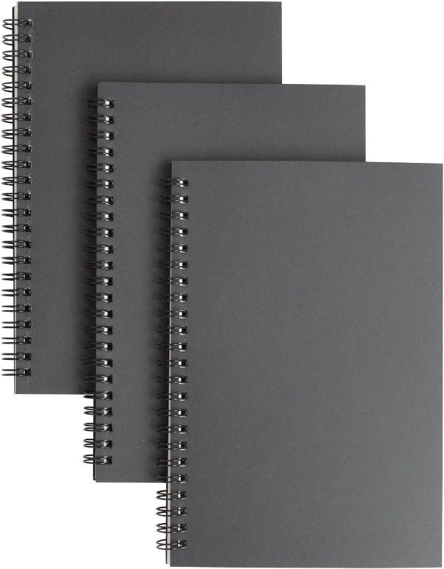 Photo 1 of TWONE 3 Packs Soft Cover Notebook with Lined Paper Black Spiral Notebooks with 100 Ruled Pages 50 Sheets Memo Notepads for Home School Travel, 8.25 x 5.55 inch