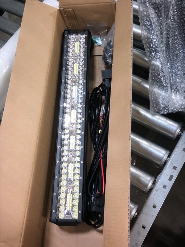 Photo 2 of 20 Inch LED Light Bar with License Plate Mounting Bracket and Wiring Harness, EBESTauto Compatible for License Plate LED Working Light Bar Off-Road Car ATV SUV Truck Boat Driving Lamp Light 20in license plate light bar bracket