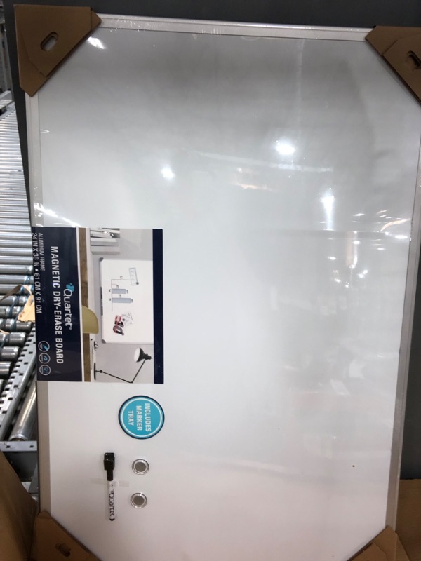 Photo 2 of Quartet Magnetic Whiteboard, 2' x 3' White Boards, Dry Erase Board Includes One Quartet dry erase marker & Marker Tray, Home Office Accessories, Euro Style Aluminum Frame (UKTE2436-ECR)