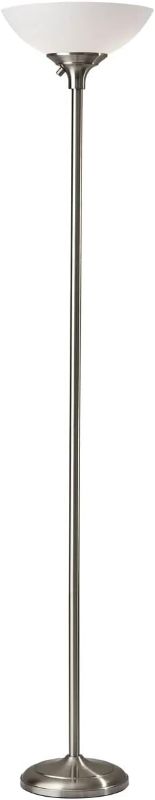 Photo 1 of Adesso 7506-22 Glenn 300 Watt Floor Lamp, Brushed Steel Floor Lamp Brushed Steel