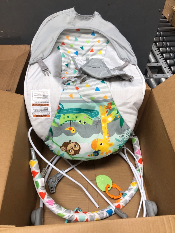 Photo 1 of Bright Starts Safari Fun 3-Point Harness Vibrating Baby Bouncer with -Toy bar