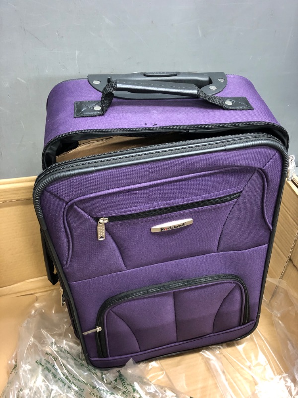 Photo 2 of "1 PIECE ONLY, SEE IN PHOTOS" Rockland Fashion Softside Upright Luggage Set, Purple, 2-Piece (14/19) 2-Piece Set (14/19) Purple Standard Packaging