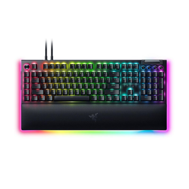 Photo 1 of Razer BlackWidow V4 Pro Wired Mechanical Gaming Keyboard: Green Mechanical Switches Tactile & Clicky - Doubleshot ABS Keycaps - Command Dial - Programmable Macros - Chroma RGB - Magnetic Wrist Rest Green Switches - Tactile & Clicky