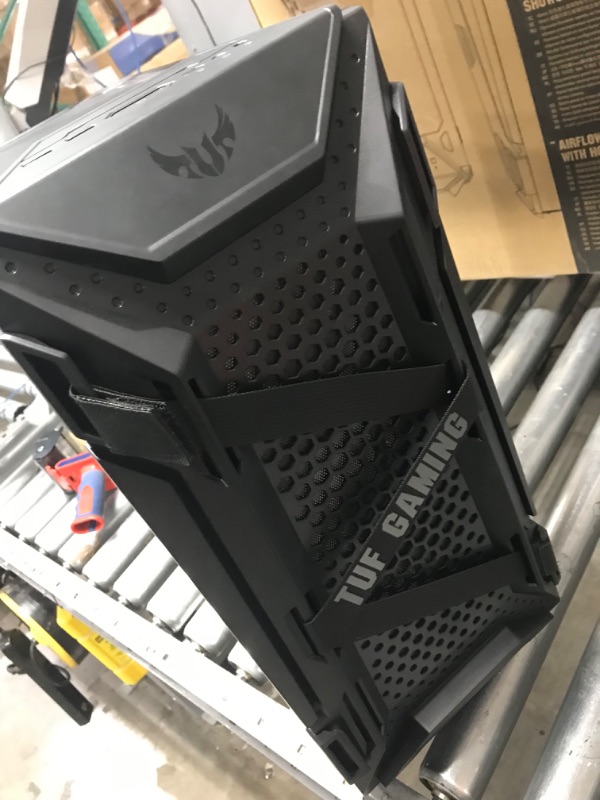 Photo 2 of ASUS TUF Gaming GT301 Mid-Tower Compact Case for ATX Motherboards with honeycomb Front Panel, 120mm AURA Addressable RBG fans, headphone hanger, and 360mm radiator support, 2 x USB 3.2 TUF GT301 Case