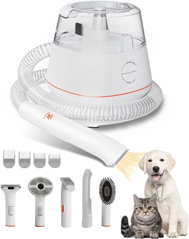 Photo 1 of PAWHAUS Dog Grooming Kit & Vacuum, Upgraded 5 in 1 Pet Grooming Tool with 3 Mode Powerful Suction, Rechargable Dog Clippers Trimmer, DeShedding Brush Hair Remover for Dogs Cats with 1.4L Dust Cup
