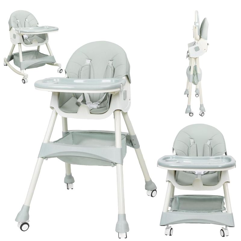 Photo 1 of Boyro Baby 4-in-1 Baby High Chair, High Chairs for Babies and Toddlers with Removable Tray and Adjustable Backrest & Height, Convertible & Foldable, Grows with Baby 