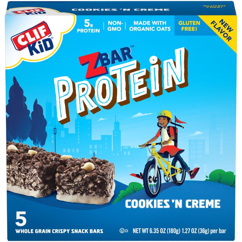 Photo 1 of *12/8/2023* Clif Bar ZBar Protein for Kids - Box of 5 (Cookies n Creme)