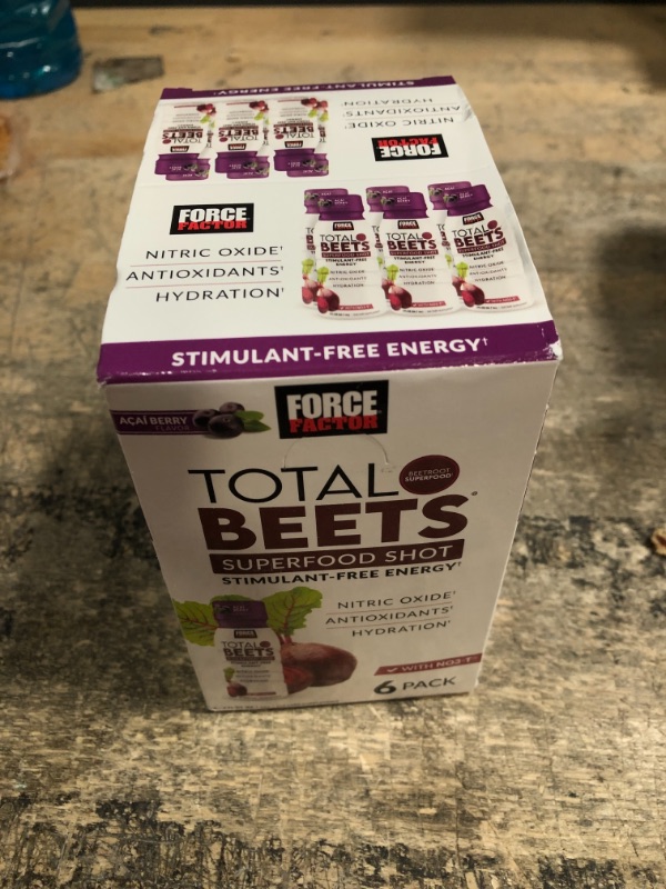 Photo 2 of *11/2023* Force Factor Total Beets Superfood Shots for Healthy All-Day Stamina, Energy Drink Alternative with Beet Root Powder, Vitamins, & Antioxidants, Nitric Oxide Energy Shot, Açaí Berry, 3 Fl Oz (6-Pack)