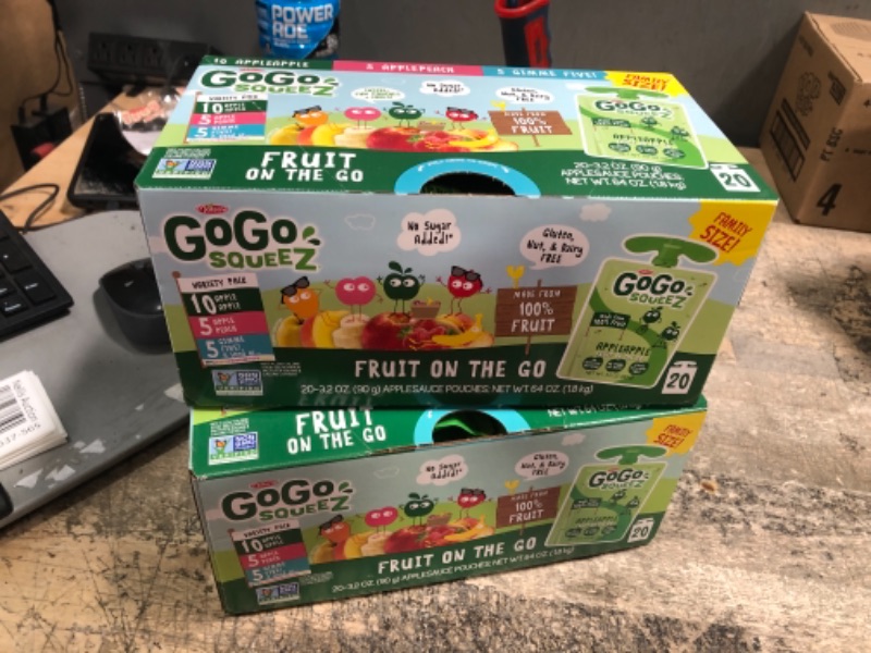 Photo 2 of *4/19/2024* 2 PACKS GoGo squeeZ Fruit on the Go Variety Pack, Apple Apple, Apple Peach, & Gimme 5, 3.2 oz. (Pack of 20 Pouches) - Tasty Kids Applesauce Snacks - Gluten Free Snacks for Kids - Nut & Dairy Free - Vegan Apple Peach GIMME 5