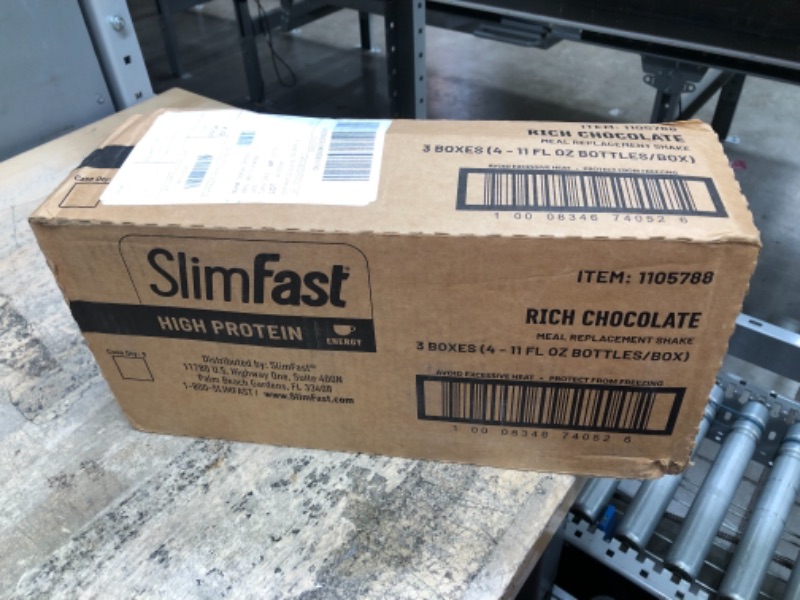Photo 2 of *4/9/2024* SlimFast Advanced Energy High Protein Meal Replacement Shake, Rich Chocolate, 20g of Ready to Drink Protein with Caffeine, 11 Fl. Oz Bottle, 4 Count (Pack of 3) Rich Chocolate Energy