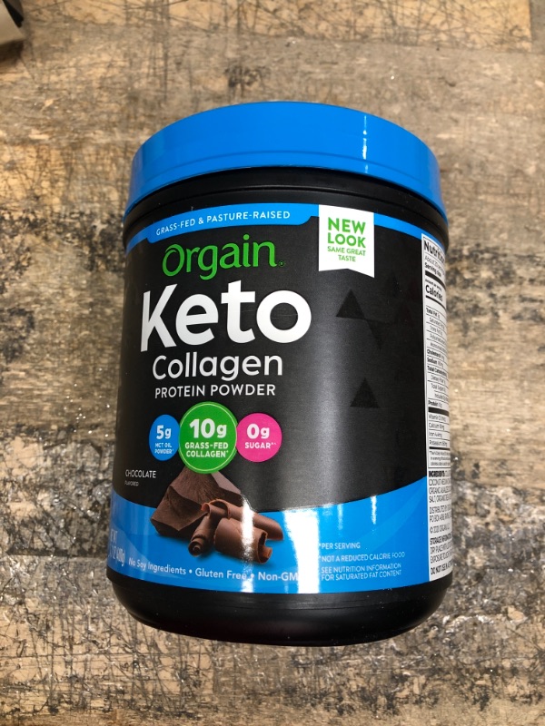 Photo 2 of *5/24/2024* Orgain Keto Collagen Protein Powder, Chocolate - 10g Grass Fed Hydrolyzed Collagen Peptides Type 1 & 3, 10g Protein, 5g MCT Oil - Hair, Skin, Nail, & Joint Support, Gluten Free, Paleo - 0.88lb Chocolate Keto Collagen Powder