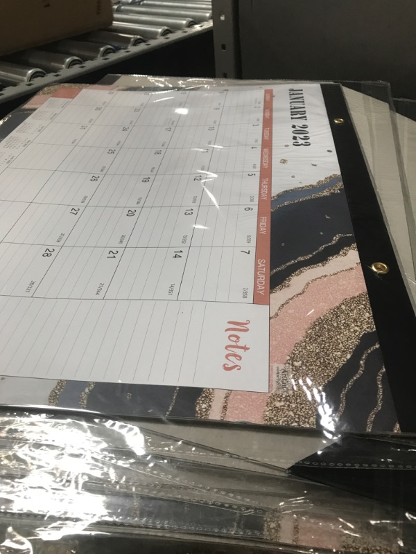 Photo 2 of 10   2023 Desk Calendar - Large Desk Calendar 2023, Jan. 2023 - Dec. 2023, 22" x 17", 12 Months Planning, Large Ruled Blocks, Tear Off Design, 2 Corner Protectors & 2 Hanging Hooks - Multicolored