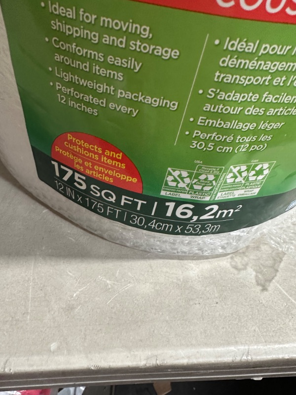 Photo 2 of Duck Brand Bubble Wrap Roll, 12” x 175’, Original Bubble Cushioning for Packing, Shipping, Mailing and Moving, Perforated Every 12” (286891) 12 in. x 175 ft.