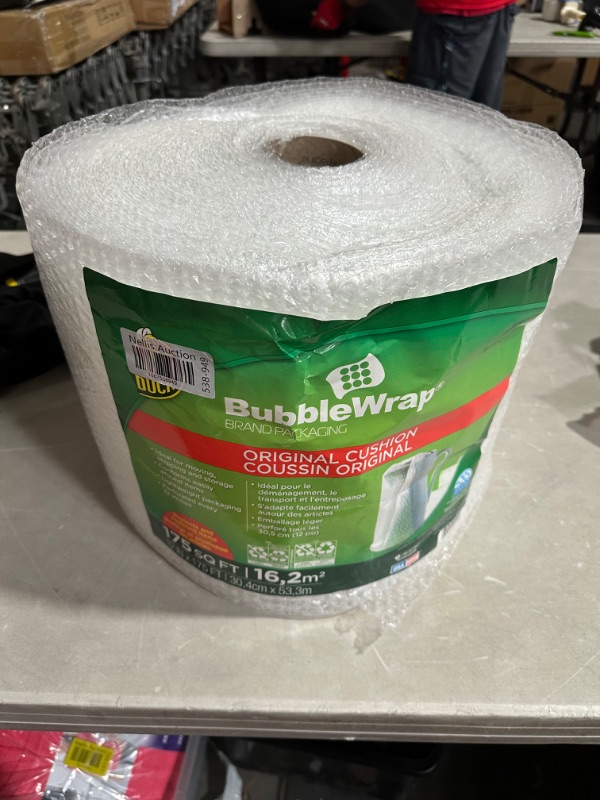 Photo 3 of Duck Brand Bubble Wrap Roll, 12” x 175’, Original Bubble Cushioning for Packing, Shipping, Mailing and Moving, Perforated Every 12” (286891) 12 in. x 175 ft.