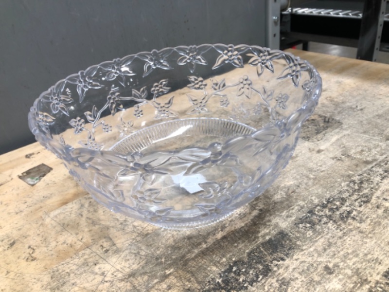 Photo 2 of 12 Quart Embossed Clear Plastic Punch Bowl