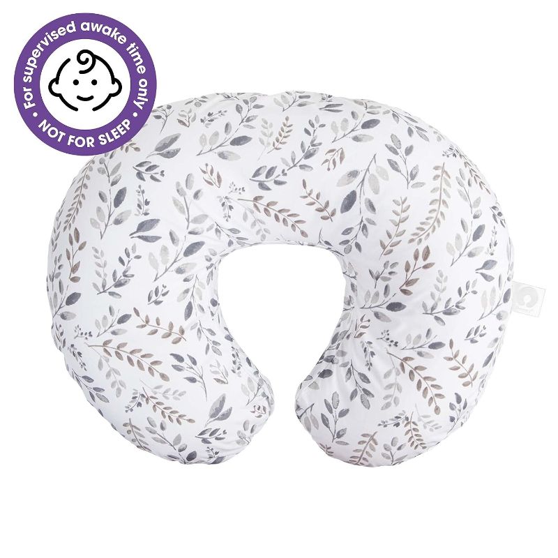 Photo 1 of Boppy Nursing Pillow Original Support, Gray Taupe Leaves, Ergonomic Nursing Essentials for Bottle and Breastfeeding, Firm Fiber Fill, with Removable Nursing Pillow Cover, Machine Washable
