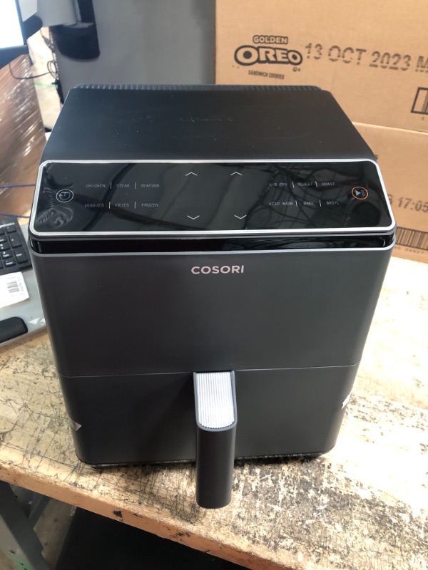 Photo 2 of *NONFUNCTIONAL* COSORI Dual Blaze Air Fryer 6.8QT, No Preheat & No Shake, 6+6 Presets, Heating Adjusts For A True Air Fry, Bake, Toast, And Broil, Fast Cooking, 1100+ In-App Recipes, Fit For 5-6 people, 1750W Pro Dark Gray