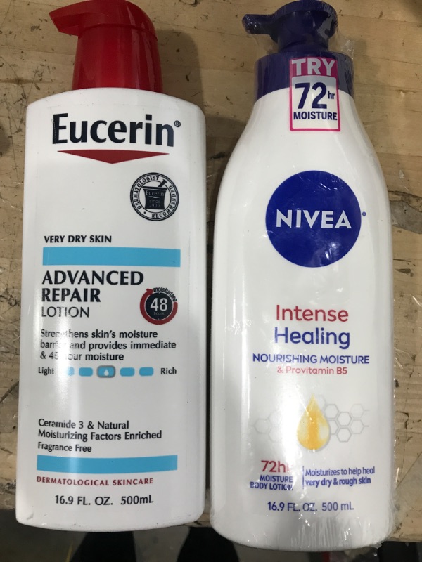 Photo 1 of 2 BOTTLES OF LOTION NIVEA AND EUCERIN