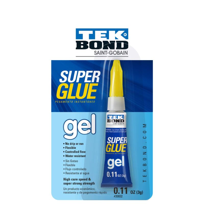 Photo 1 of TEKBOND Super Glue Gel, Water Resistant, Drip-Free Superglue, 0.11oz (Pack of 1)